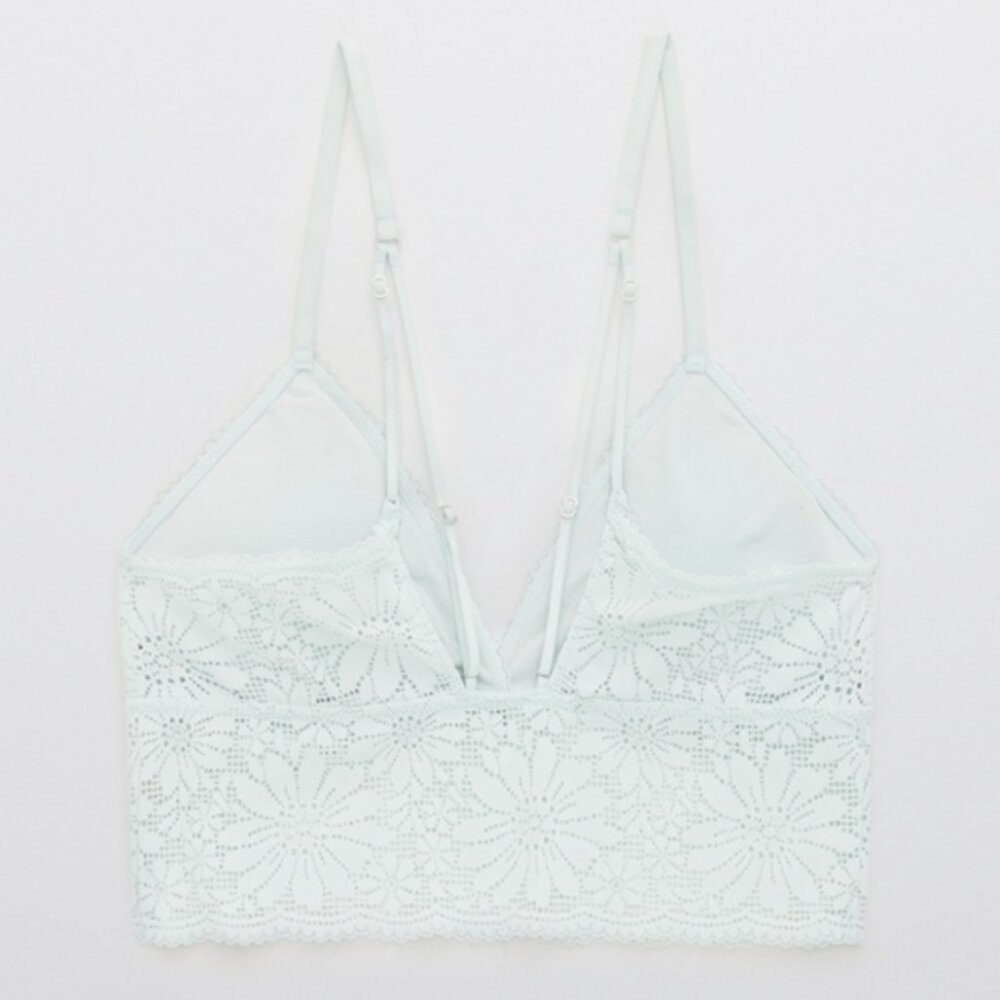 Aerie Textured Lace Padded Longline Bralette in Creamy White Size XL - Picture 4 of 11